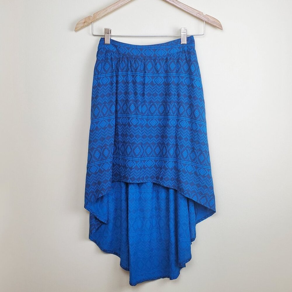 Mossimo Supply Blue Tribal Print High Low Skirt Blue Women's XS